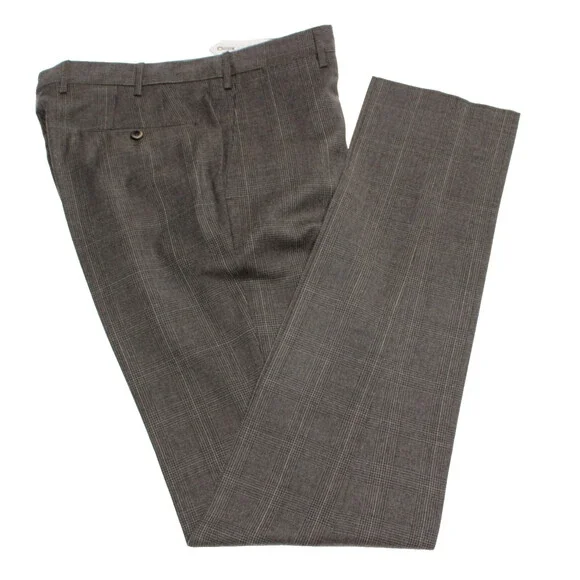 PT Torino NWOT Dress Pants Size 50 (34 US) Slim Fit In Gray Plaid Wool Blend